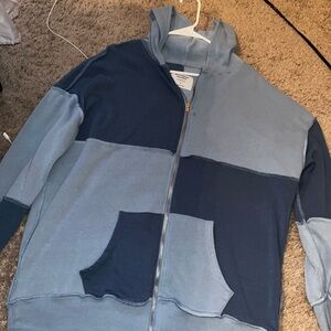 Rue21 Men's Blue Colorblock Zip-Up Sweater